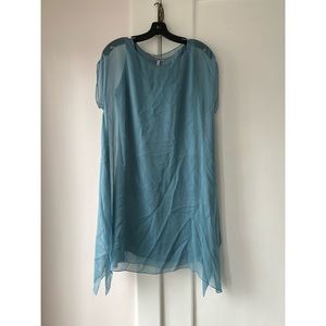Morgane Le Fay Blue Chiffon Dress with Silk Slip